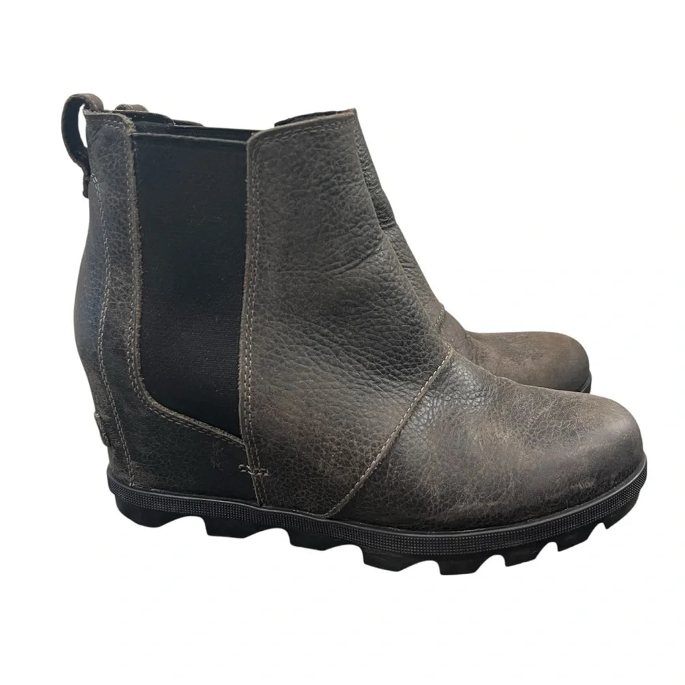 SOREL Joan of Arctic Wedge II NL3346 Leather Ankle Bootie Black Women’s Size 8.5 - Picture 11 of 13